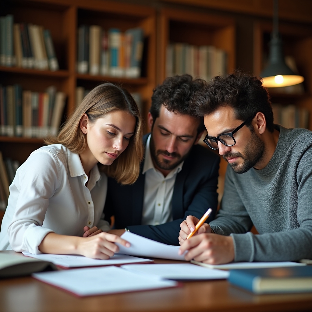 Study group discussing cooperative principles